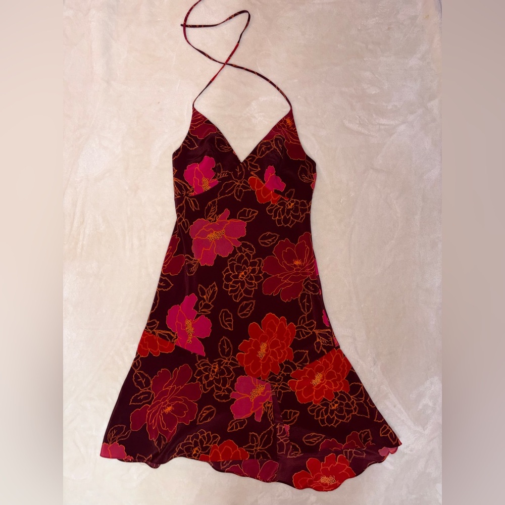 Vintage Express Floral Halter Neck Dress